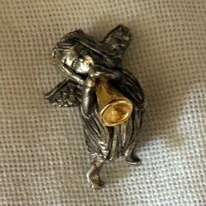 Christmas Angel Gold/silver tone Brooch / pin